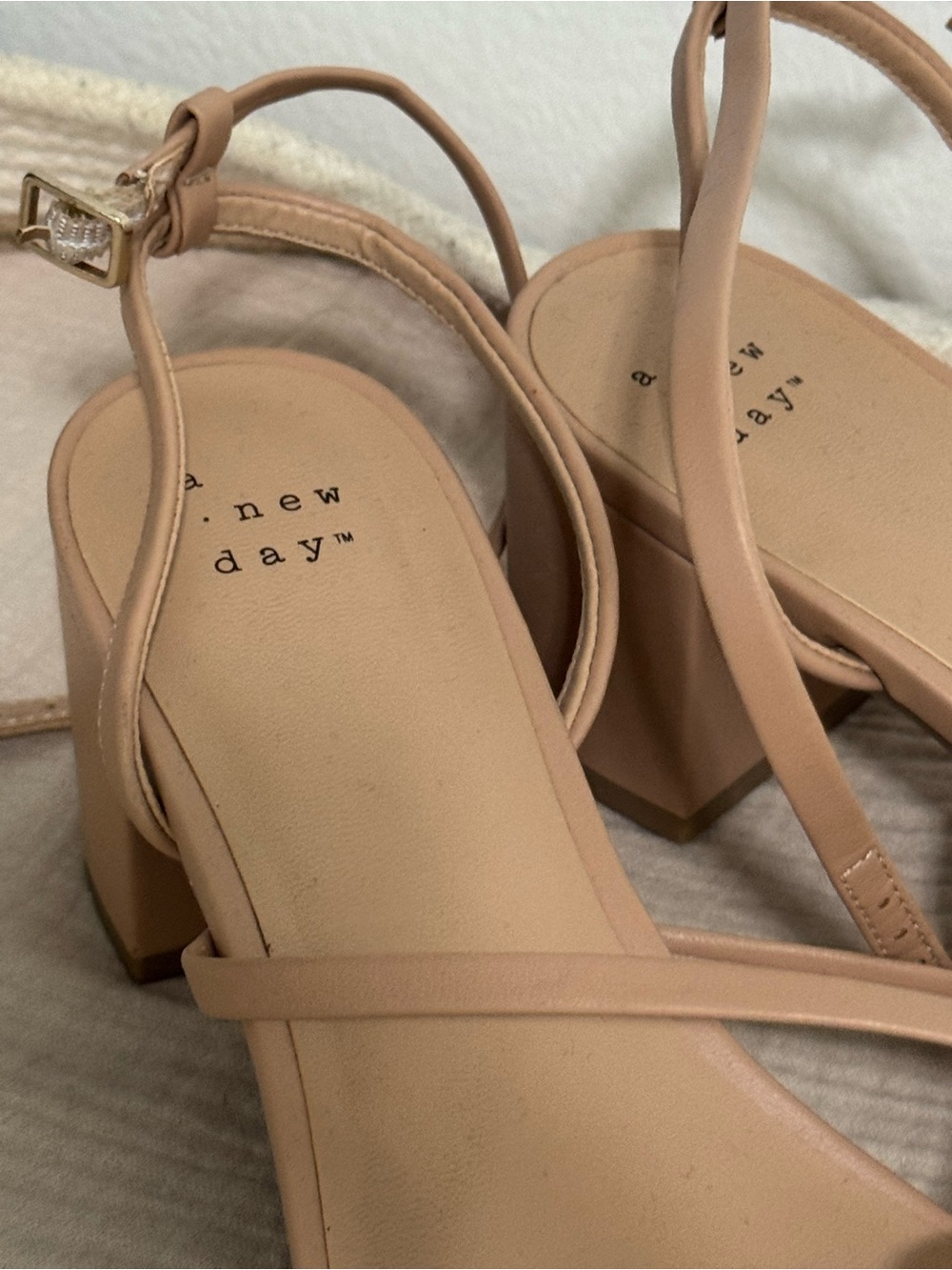 A New Day Nude Strappy Block Heel with Gold Accent - Picture 3 of 4